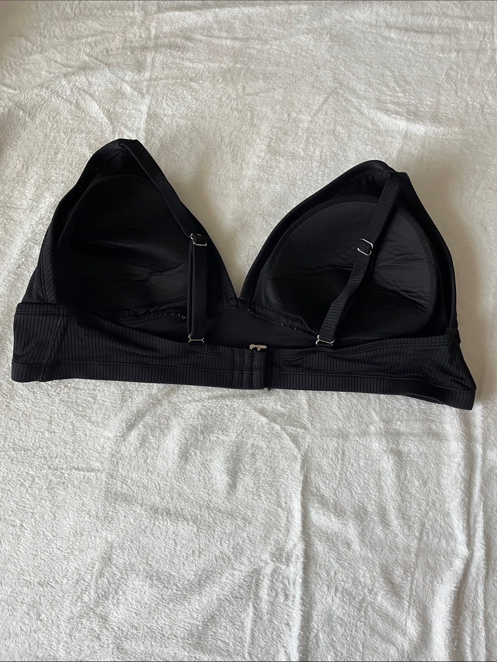 Black Ribbed Triangle Bikini Top - Picture 3 of 3